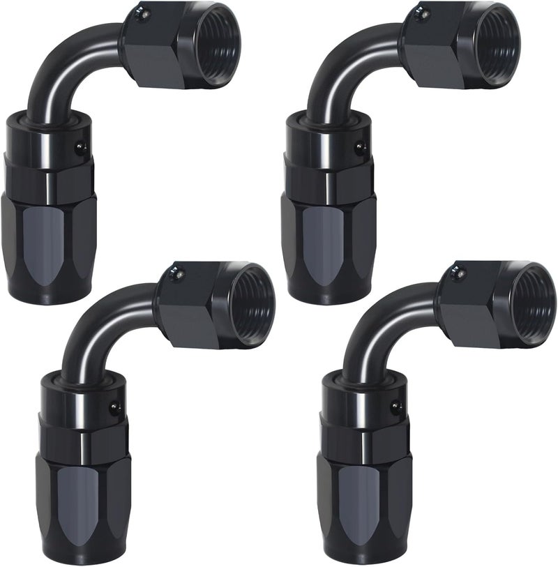 SDZONGES 6AN Fitting, 4PCS 6AN Hose End Fittings, 6 AN 90 Degree Fittings for CPE Braided Hose(Black). - Image 1